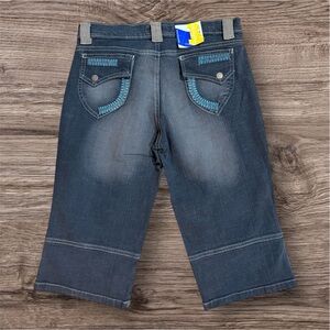 Women’s Denim Jean Shorts with Turquoise Stitching